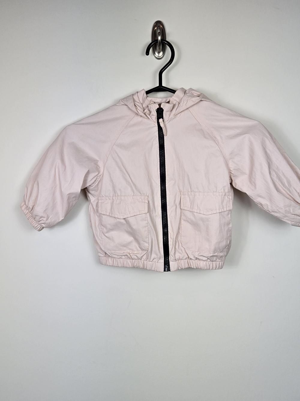 Zara Baby Girls Hooded Windbreaker Jacket Light Pink Zip Up 12-18 Months - Picture 2 of 7
